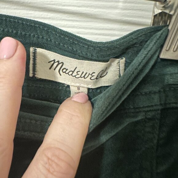 Madewell Velveteen A-Line Mini Skirt: Button-Front Edition Size 8 in Smoky Spruc - Picture 6 of 7